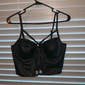 Faux leather bra